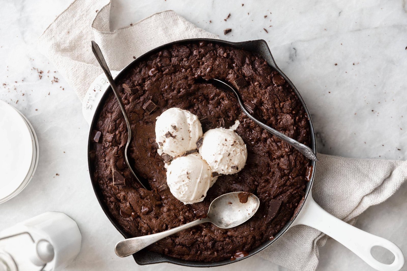 double chocolate skillet cookie