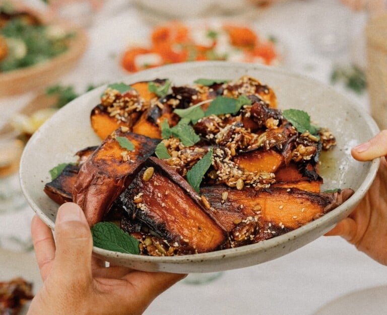 charred sweet potatoes with dates